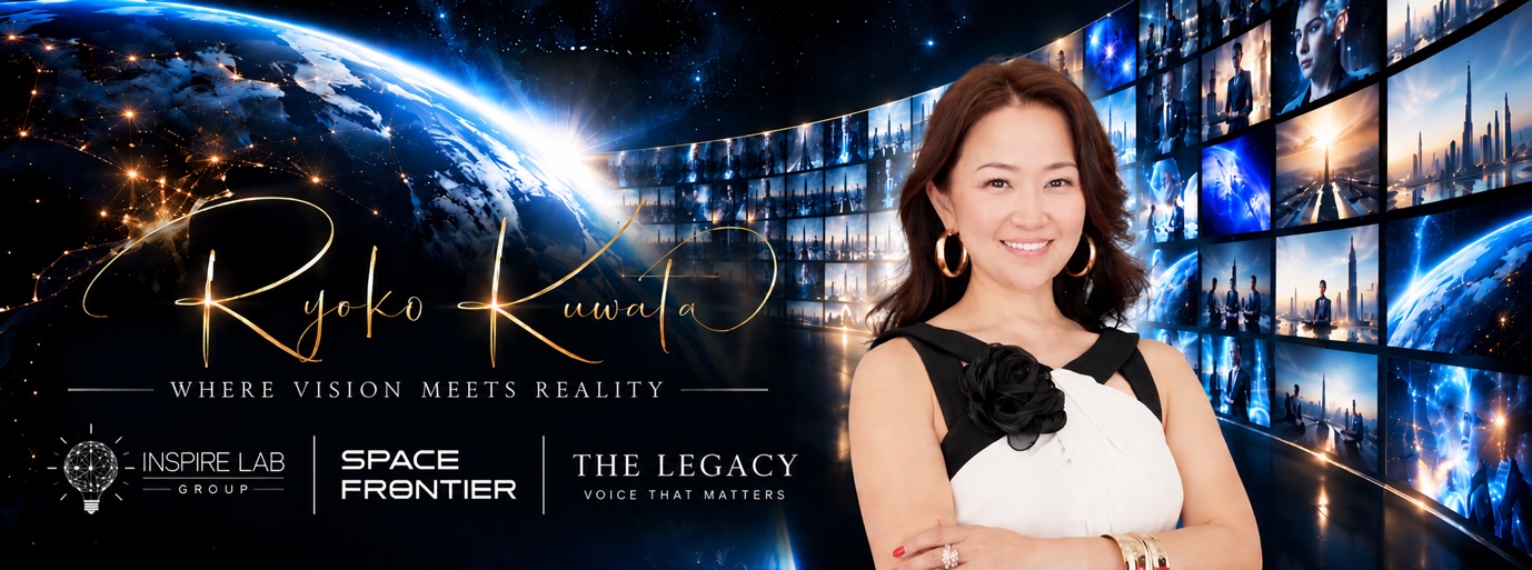 Ryoko Kuwata banner featuring INSPIRE LAB GROUP, SPACE FRONTIER and THE LEGACY